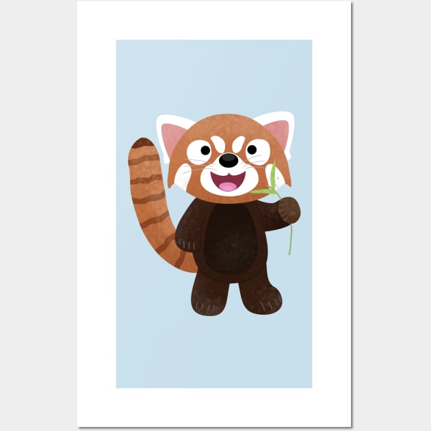 Cute red panda cartoon illustration Wall Art by FrogFactory